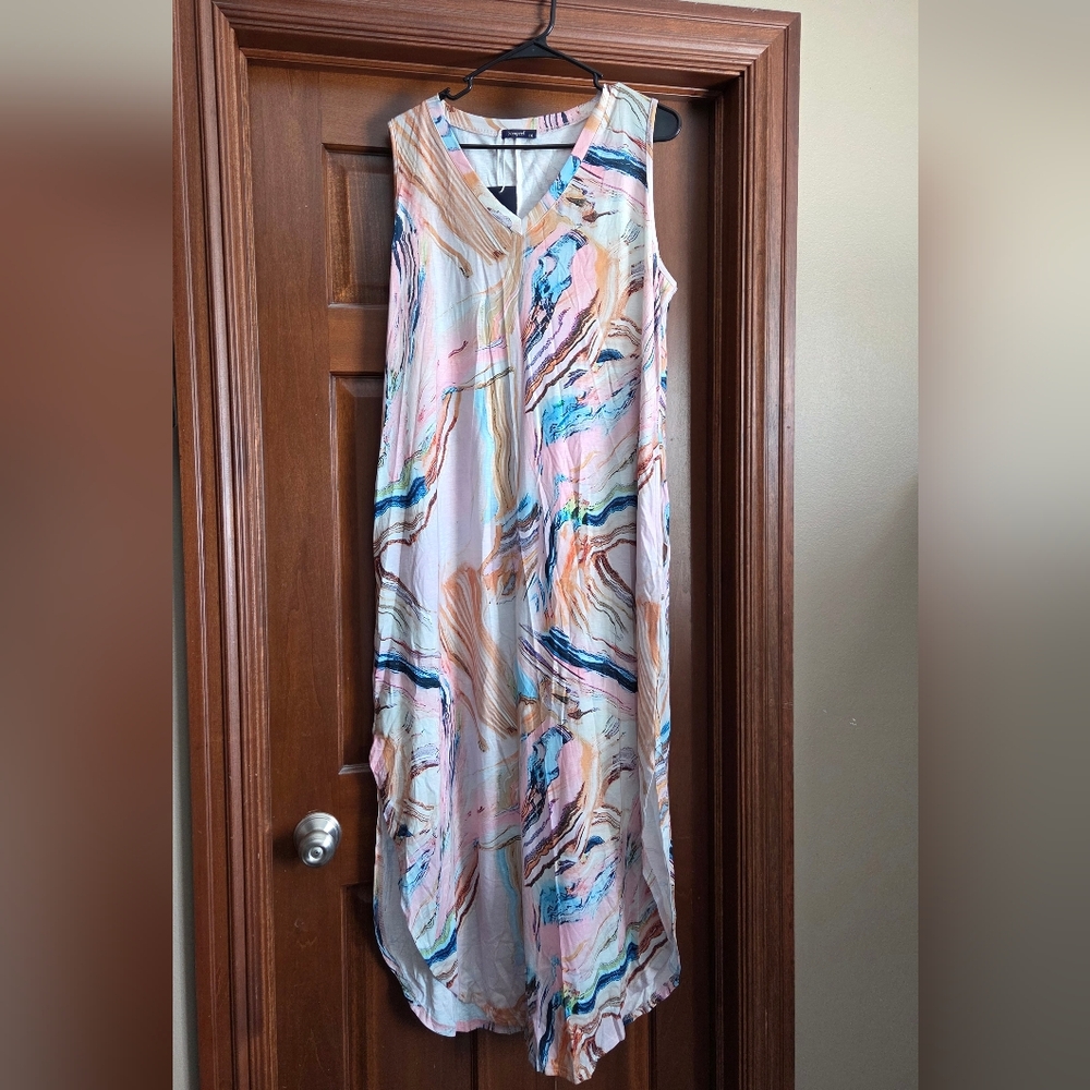 Womens Maxi Dress, Multicolor, Sleeveless